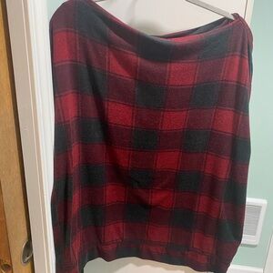 Maurices Red and Black Plaid A-Line Top